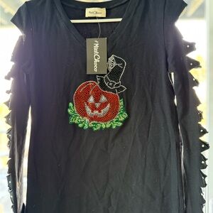 Mini Choc Halloween Black Top with Pumpkin Design